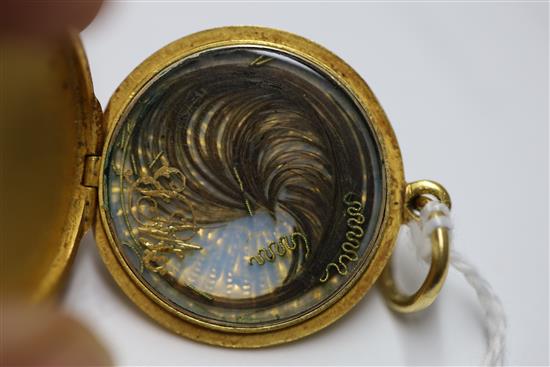 A Victorian gold and blue enamel mourning pendant locket, 25mm.